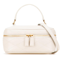 Saint Laurent B Saint Laurent White Ivory Lambskin Leather Leather Quilted Lambskin East West Vanity Case Jamaica