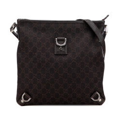 Gucci B Gucci Brown Dark Brown Denim Fabric GG Abbey D Ring Crossbody Italy
