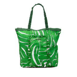 Miu Miu AB Miu Miu Green Canvas Fabric Printed Ivy Tote Italy