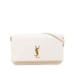 Saint Laurent B Saint Laurent White Off White Calf Leather Smooth Cassandre Phone Holder Italy