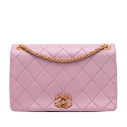Chanel AB Chanel Pink Lambskin Leather Leather Quilted Lambskin Braided CC Single Flap Italy