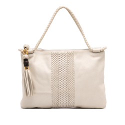 Gucci B Gucci White Calf Leather Handmade Tote Italy