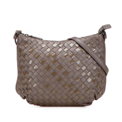 Bottega Veneta B Bottega Veneta Brown Dark Brown Nappa Leather Leather Nappa and Patent Intrecciato Crossbody Italy