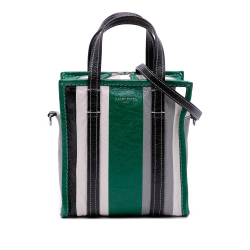 Balenciaga B Balenciaga Green Lambskin Leather Leather XS Lambskin Bazar Shopper Satchel Italy