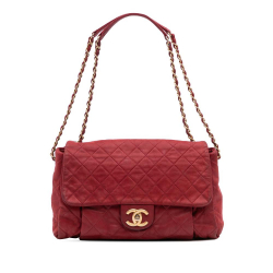 Chanel B Chanel Red Calf Leather Large Aged skin Chic Quilt Flap Italy