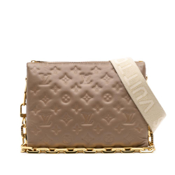 Louis Vuitton Brown Monogram Embossed Puffy Lambskin Coussin PM France