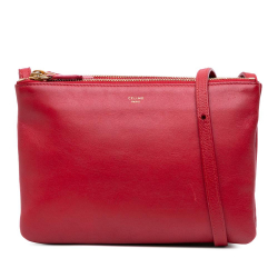 Celine B Celine Red Lambskin Leather Leather Small Lambskin Trio Crossbody Italy