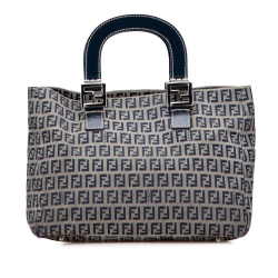 Fendi B Fendi Gray Canvas Fabric Small Zucchino Twins Tote Italy