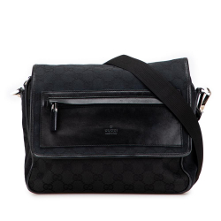 Gucci B Gucci Black Canvas Fabric GG Crossbody Italy