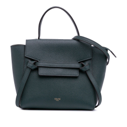 Celine Belt Bag Nano Grained Calfskin Leather Tote Handbag Green