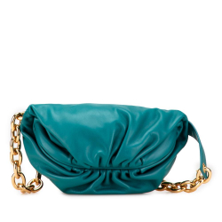 Bottega Veneta AB Bottega Veneta Blue Turquoise Lambskin Leather Leather Lambskin Belt Chain Pouch Italy