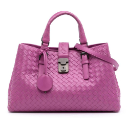 Bottega Veneta B Bottega Veneta Pink Nappa Leather Leather Small Nappa Intrecciato Roma Satchel Italy