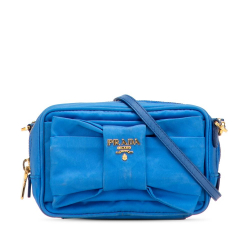 Prada B Prada Blue Nylon Fabric Tessuto Fiocco Bow Crossbody Italy