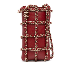 Chanel AB Chanel Red Lambskin Leather Leather Lambskin Tech Me Out Clutch With Chain Italy