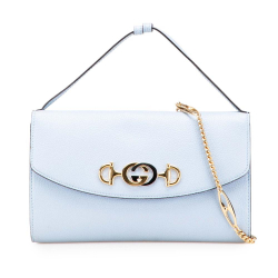 Gucci B Gucci Blue Light Blue Calf Leather Small Zumi Satchel Italy
