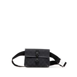 Gucci B Gucci Black Canvas Fabric GG Jackie Belt Bag Italy