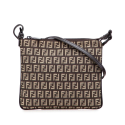 Fendi B Fendi Brown Dark Brown Canvas Fabric Zucchino Crossbody Italy