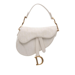 Christian Dior AB Dior White Canvas Fabric Mini Oblique Saddle Bag Italy
