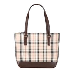 Burberry B Burberry Brown Beige Canvas Fabric House Check Tote United Kingdom