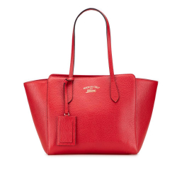 Gucci B Gucci Red Calf Leather Medium Dollar skin Swing Tote Italy