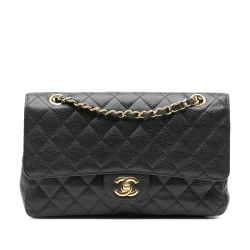Chanel B Chanel Black Caviar Leather Leather Medium Classic Caviar Double Flap France
