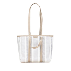 Balenciaga B Balenciaga Gray Light Gray Calf Leather Medium Woven skin Barbes East West Shopper Bag Italy