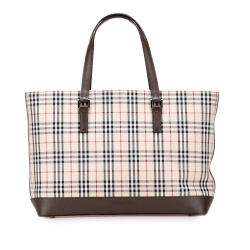 Burberry B Burberry Brown Beige Canvas Fabric House Check Tote United Kingdom