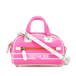 Christian Dior AB Dior Pink Hot Pink Calf Leather Micro Dior Vibe Zip Bowling Bag Italy