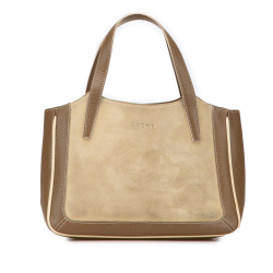 Loewe B LOEWE Brown Beige Suede Leather Handbag Spain