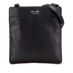 Prada B Prada Black Saffiano Leather Crossbody Italy