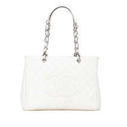 Chanel B Chanel White Caviar Leather Leather Caviar Grand Shopping Tote Italy
