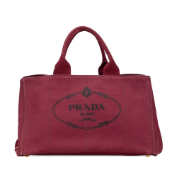 Prada B Prada Red Burgundy Canvas Fabric Large Canapa Logo Satchel Turkey