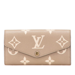 Louis Vuitton AB Louis Vuitton Brown Beige Monogram Empreinte Leather Bicolor Sarah Wallet Spain