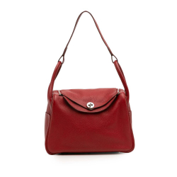 Hermès B Hermès Red Calf Leather Clemence Lindy 30 France