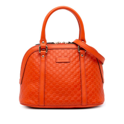 Gucci B Gucci Orange Dark Orange Calf Leather Mini Microguccissima Dome Satchel Italy