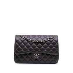 Chanel AB Chanel Gray Dark Gray Lambskin Leather Leather Jumbo Classic Lambskin Double Flap Italy