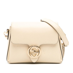 Gucci B Gucci White Ivory Calf Leather Small Dollar skin Interlocking G Crossbody Italy