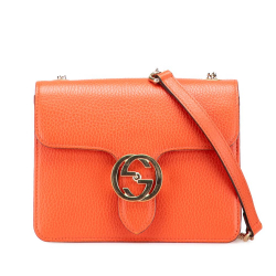 Gucci B Gucci Orange Calf Leather Small Dollar skin Interlocking G Crossbody Italy