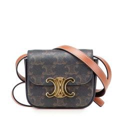 Celine B Celine Brown Dark Brown Coated Canvas Fabric Mini Triomphe Triomphe Crossbody Italy