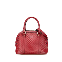 Gucci B Gucci Red Calf Leather Mini Microguccissima Dome Satchel Italy