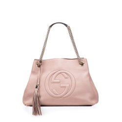 Gucci B Gucci Pink Calf Leather Medium Soho Chain Tote Italy
