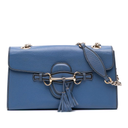 Gucci B Gucci Blue Calf Leather Medium Emily Shoulder Bag Italy