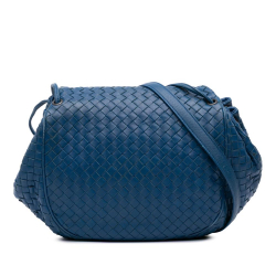Bottega Veneta B Bottega Veneta Blue Nappa Leather Leather Nappa Intrecciato Flap Crossbody Italy