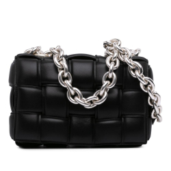 Bottega Veneta B Bottega Veneta Black Nappa Leather Leather Nappa Intrecciato Padded Chain Cassette Satchel Italy