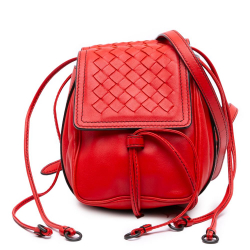 Bottega Veneta AB Bottega Veneta Red Nappa Leather Leather Nappa Intrecciato Double Sided Flap Crossbody Italy