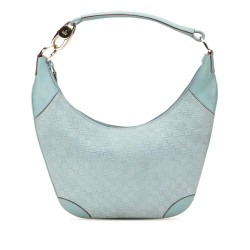 Gucci B Gucci Blue Light Blue Suede Leather G Square Hobo Italy
