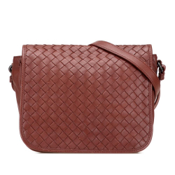 Bottega Veneta B Bottega Veneta Red Indian Red Nappa Leather Leather Nappa Intrecciato Flap Crossbody Italy