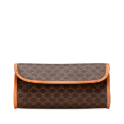 Celine B Celine Brown Coated Canvas Fabric Macadam Clutch Italy