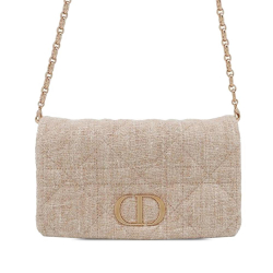 Christian Dior AB Dior Pink Tweed Fabric Small Macrocannage Caro Bag Italy