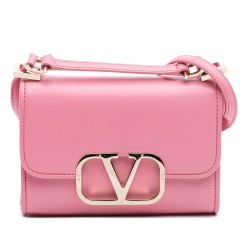 Valentino AB Valentino Pink Calf Leather Small VLogo Type Crossbody Italy